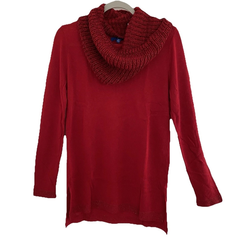 Apt.9 Women Sweater XL Knit  Pullover Cardigan Red Long Sleeve Detachable Collar